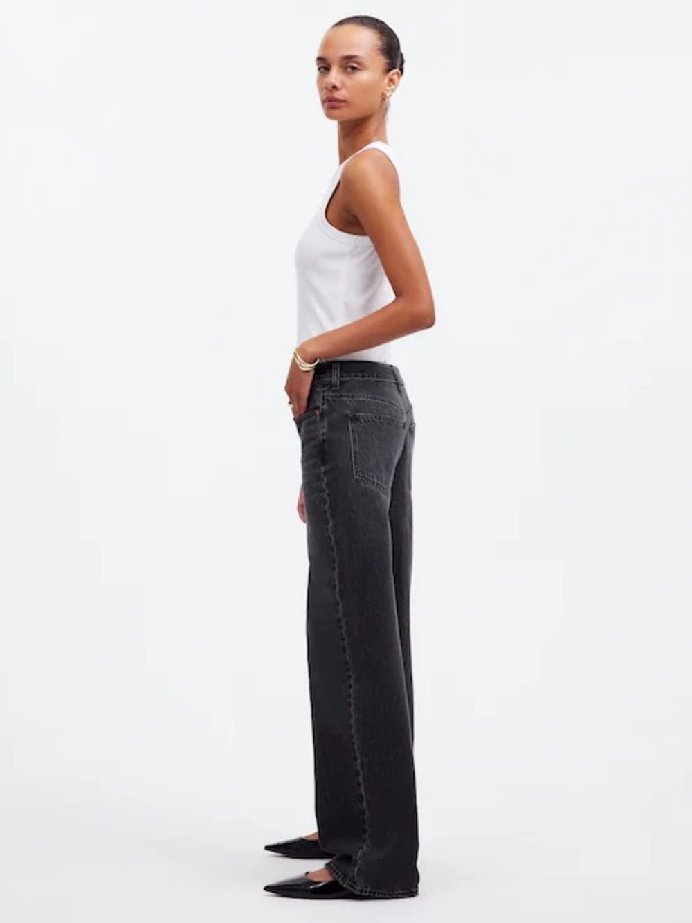 Madewell Low Slung Baggy Denim Jeans Washed Black Kingswood Wash Rigid Size 27 4 - Picture 12 of 14